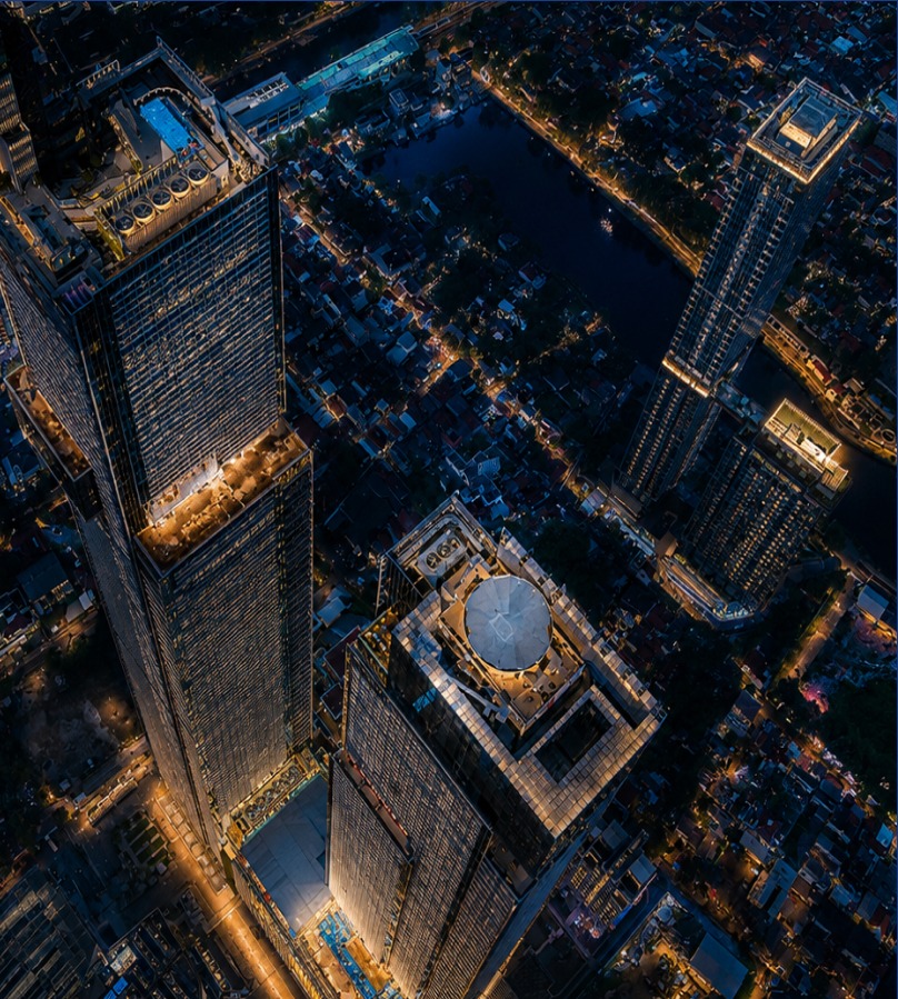 Thamrin Nine aerial view at night